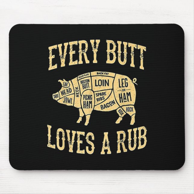 Varje Button Kärlek A Bra Rub Funny Gris Kött Smok Musmatta (Framsidan)