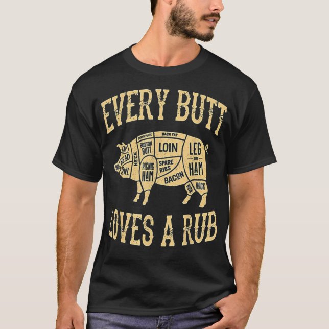 Varje Button Kärlek A Bra Rub Funny Gris Kött Smok T Shirt (Framsida)