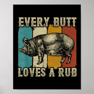 Varje Button Kärlek A Rub Kött Smoker Bbq Gris Gri Poster