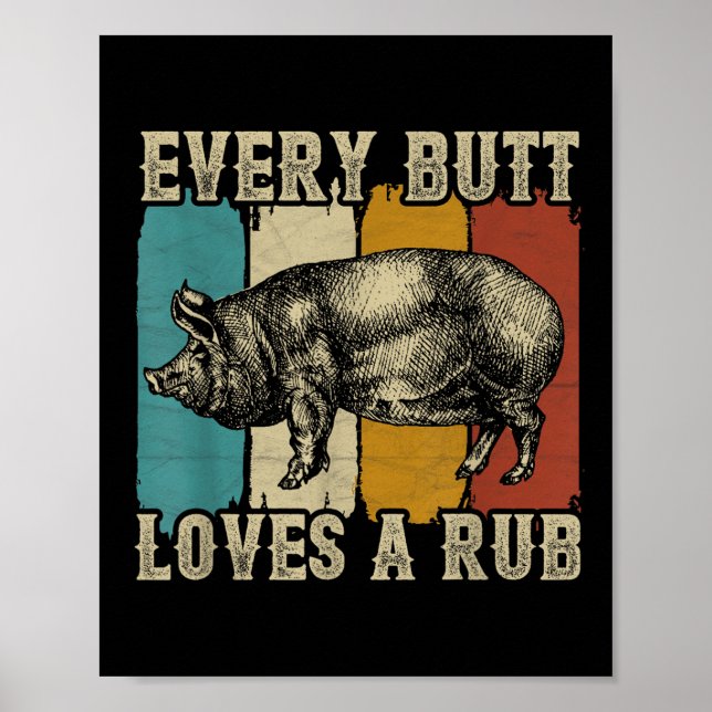 Varje Button Kärlek A Rub Kött Smoker Bbq Gris Gri Poster (Framsidan)