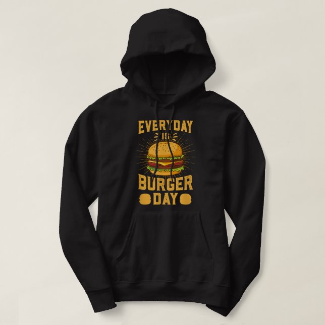 Varje dag är det dags för Burger Day BBQ Hamburger Hoodie (Design framsida)