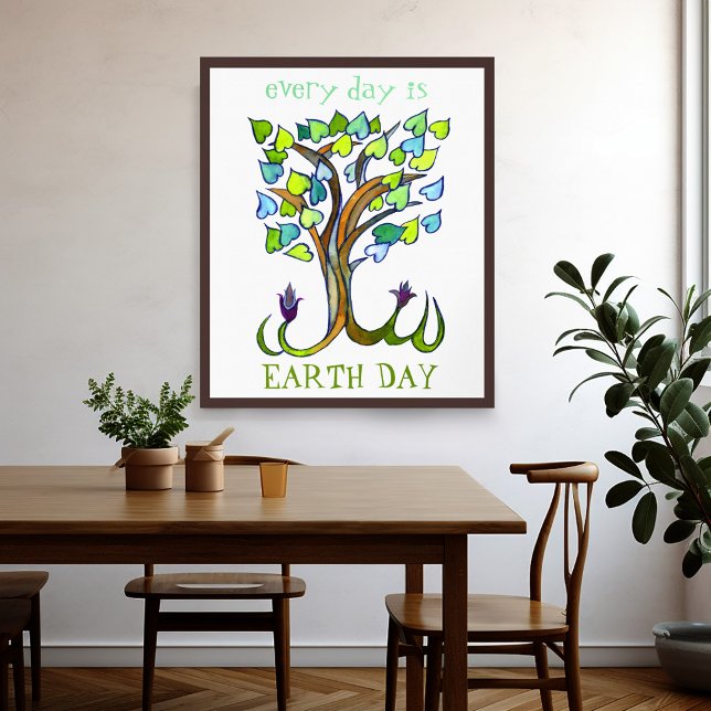 Varje dag är Earth Day spara träd hjärtkonst Poster (Every day is Earth Day save trees heart art Poster
)