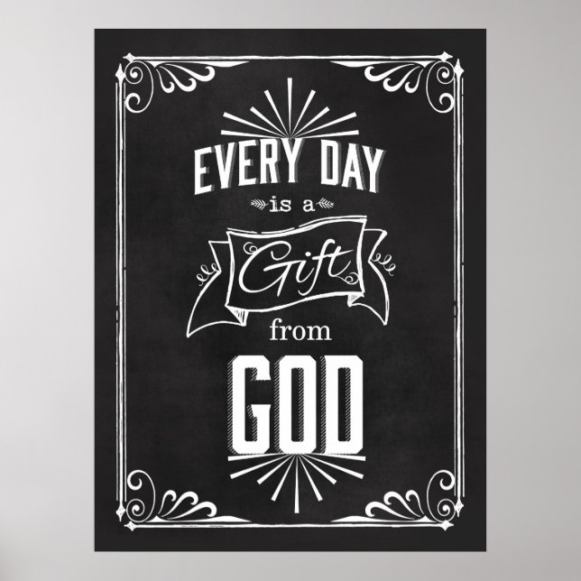 Varje dag är en gåva från GOD Chalkboard Art Poster (Framsidan)