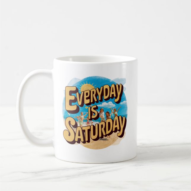 Varje Dag Är En Lördag Retro Strand Kaffemugg (Vänster)