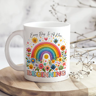 "Varje dag är en ny början", färgfull hippie Kaffemugg
