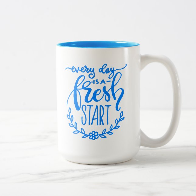 Varje dag är en ny start Två-Tonad mugg (Höger)