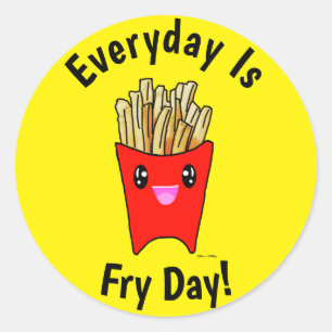 Varje dag är Fry Day! Kawaii Fransk Fries Tecknad Runt Klistermärke