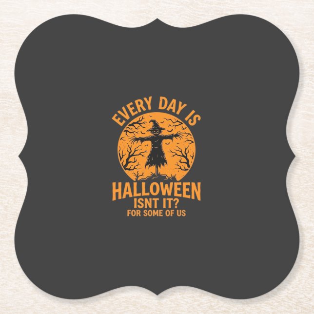 Varje Dag Är Halloween Fågelskrämma Häxa Design_1 Underlägg Papper (Framsida)