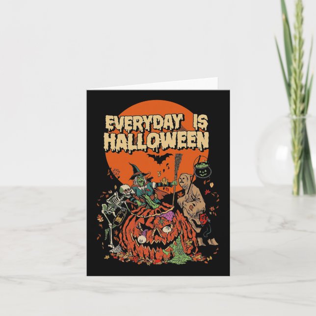 Varje dag är Halloween Scary Monsters Skeleton Wit Kort (Framsida)