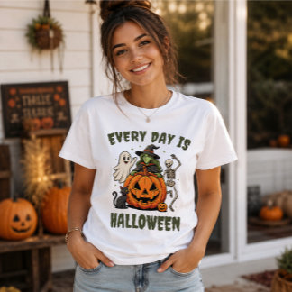 Varje Dag Är Halloween Söt Häxa Pumpa T Shirt