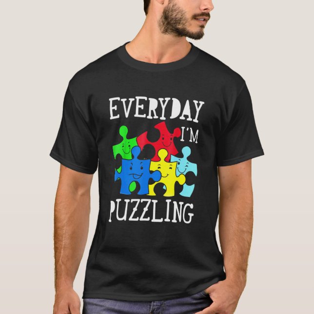 Varje dag är jag förbryllad Autism Acceptans Pusse T Shirt (Framsida)