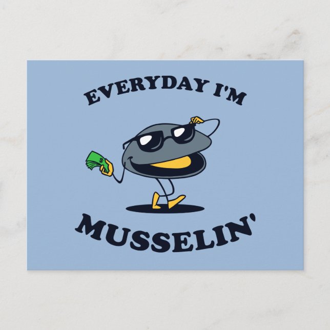 Varje dag är jag Musselin. Vykort (Framsida)
