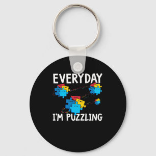 Varje dag är jag Puzzling. Månad för medvetenhe Nyckelring