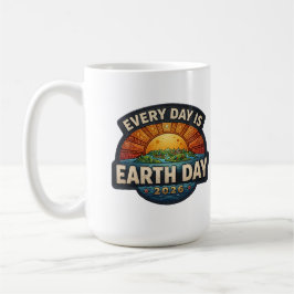 Varje Dag är Jordens Dag 2026 | Ekologisk Badge De Kaffemugg