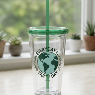 Varje Dag Är Jordens Dag - Vintage Grön Jordälskar Take Away Mugg