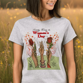 Varje Dag är Kvinnodagen Handmålad Blomma T Shirt