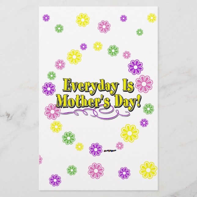 Varje dag är Mors dag! Blommor Brevpapper (Framsida)