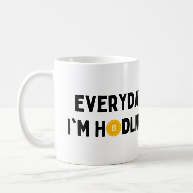 Varje dag jag hödlar, Crypto Currency Gift Kaffemugg (Vänster)