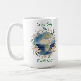 Varje Dag Jordens Dag Blomster Glob Med Händer Kaffemugg
