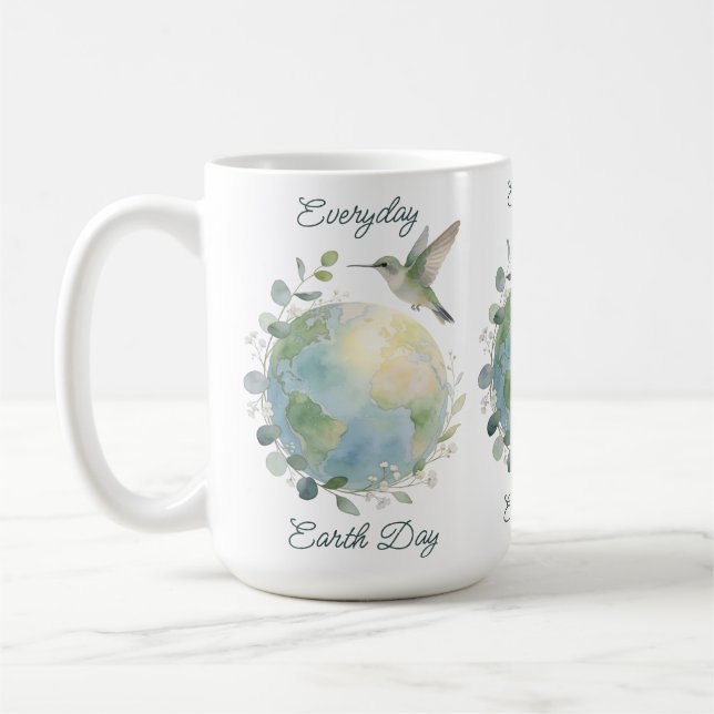 Varje Dag Jordens Dag Kolibri Fågel Kaffemugg (Vänster)