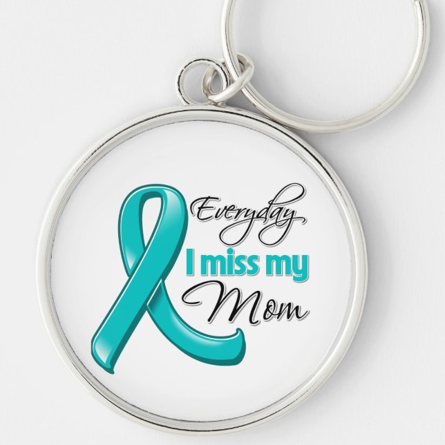 Varje dag saknar jag min Mamma Ovarian Cancer Rund Silverfärgad Nyckelring (Framsidan)