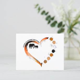 Varje elefant matchar Golden Heart Elephant Tassar Vykort
