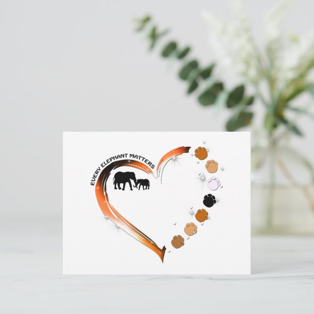 Varje elefant matchar Golden Heart Elephant Tassar Vykort (Stående Fram)