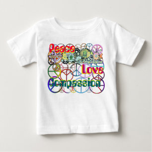 Varje Färg i Rainbow Fredstecken Collage Tee Shirt