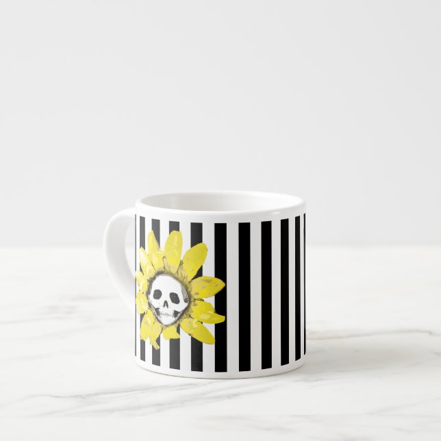 VARJE FÄRG! RAND Skull Solrosétiny Tea Kopp Espressomugg (Framsida vänster)
