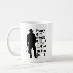 Varje flicka behöver lite rippa i sina Jeans, cowb Kaffemugg