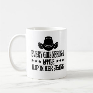 Varje flicka behöver lite rippa i sina Jeans Kaffemugg
