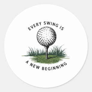Varje gång är en ny början på golf runt klistermärke