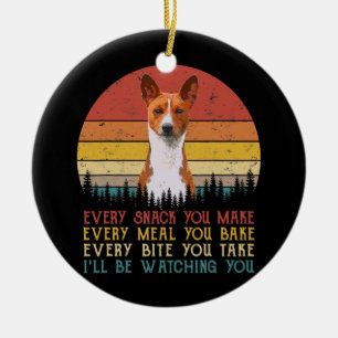 Varje gång du gör Basenji Hund Hund Pappa Julgransprydnad Keramik