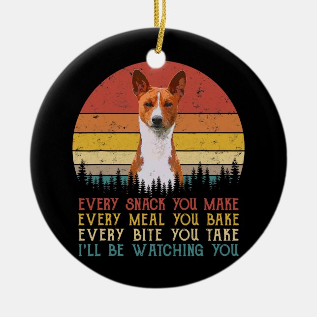 Varje gång du gör Basenji Hund Hund Pappa Julgransprydnad Keramik (Framsidan)