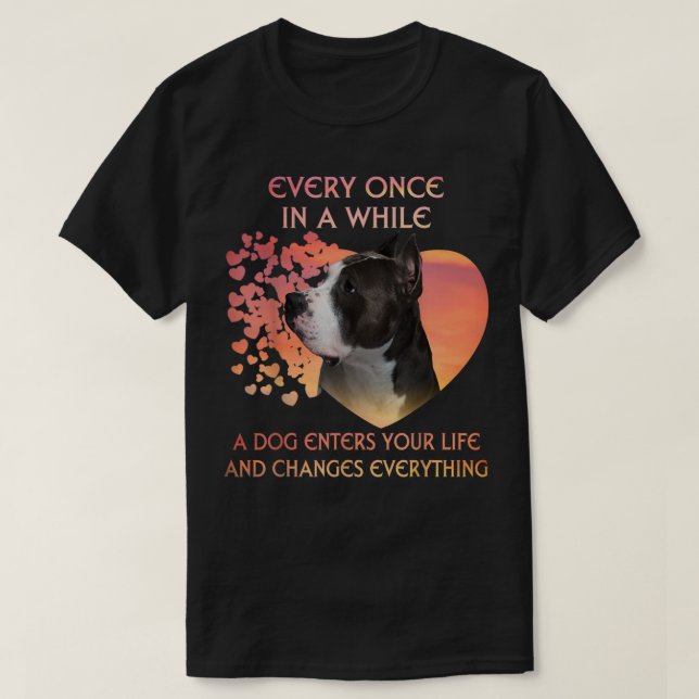 Varje Gång på en Hund, en amerikansk pit Bull Ente T Shirt (Design framsida)