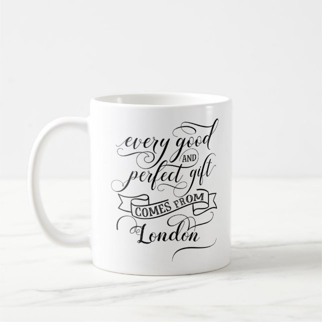 Varje gåva från Bra och Perfekt kommer från London Kaffemugg (Vänster)