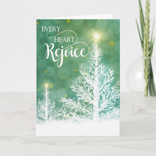 Varje Heart Rejoice Winter Gräs Religiösa Helgkort (Framsida)