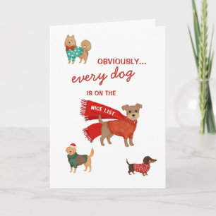 Varje hund är på den fina julklappslistan helgkort