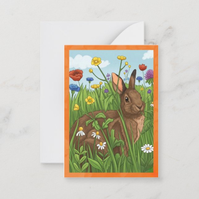 Varje kanin älskar blommor anteckningskort (Framsida)
