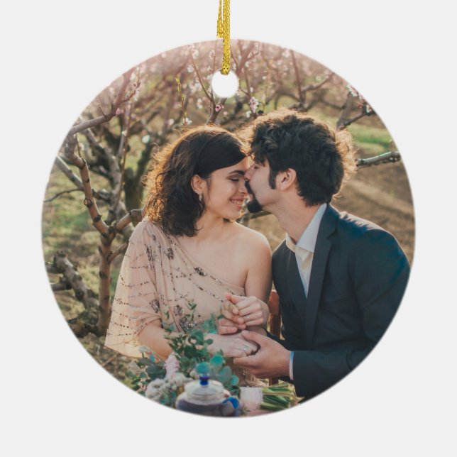 Varje Kärlek-historia är vacker typografi Julgransprydnad Keramik (Baksidan)