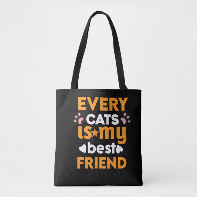 Varje katt är min bästa vän - Cute Cat Lover-citat Tygkasse (Framsida)