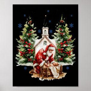 Varje Knä Skall Böja Religiös Kristna Santa Jul Poster