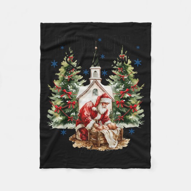 Varje Knä Skall Böjas Julkrubba Religiös Jul Fleecefilt (Framsidan)