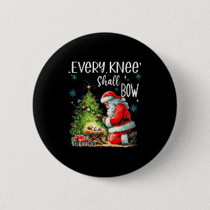Varje Knä Skall Böjas Roligt Knästående Tomte Baby Knapp
