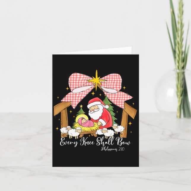 Varje Knä Skall Buga Jul Santa Julkrubba Kort (Framsida)