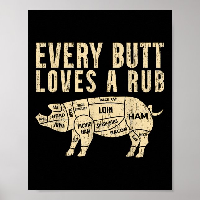 Varje knapp Kärlek ett stam för Kött-rökning B Poster (Framsidan)