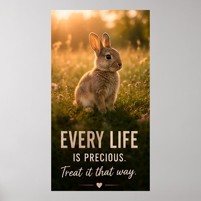 🐰 Varje Liv Är Värdefullt Behandla Det Som Sådant Poster (Framsidan)
