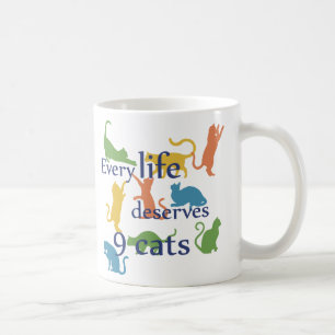 Varje liv förtjänar 9 katter finare kombinerad cit kaffemugg
