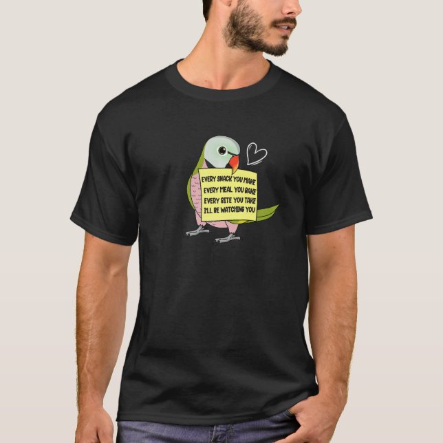 Varje mål eller Bita i Mustache Parakeet Parr T Shirt (Framsida)