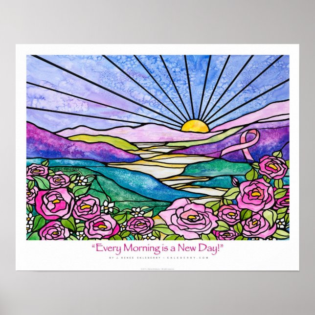 "Varje morgon är en ny dag", Rosa Ekleberry Poster (Framsidan)